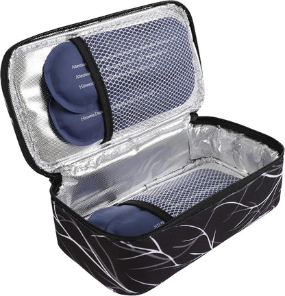 ALLCAMP Insulin Travel Cooler Case, Large Capacity, 4 Ice Packs, Gray | Fits all vial & syringe sizes, multi-pocket organizer, insulation, compact, travel, daily use, diabetic care