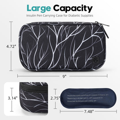 ALLCAMP Insulin Travel Cooler Case, Large Capacity, 4 Ice Packs, Gray | Fits all vial & syringe sizes, multi-pocket organizer, insulation, compact, travel, daily use, diabetic care