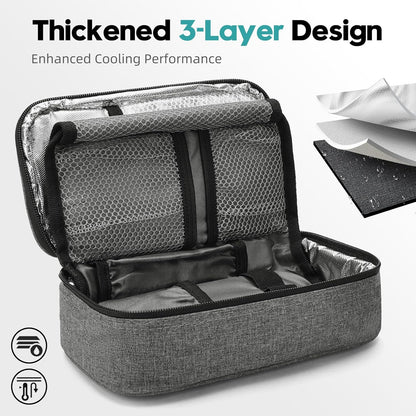 ALLCAMP Insulin Travel Cooler Case, Large Capacity, 4 Ice Packs, Gray | Fits all vial & syringe sizes, multi-pocket organizer, insulation, compact, travel, daily use, diabetic care