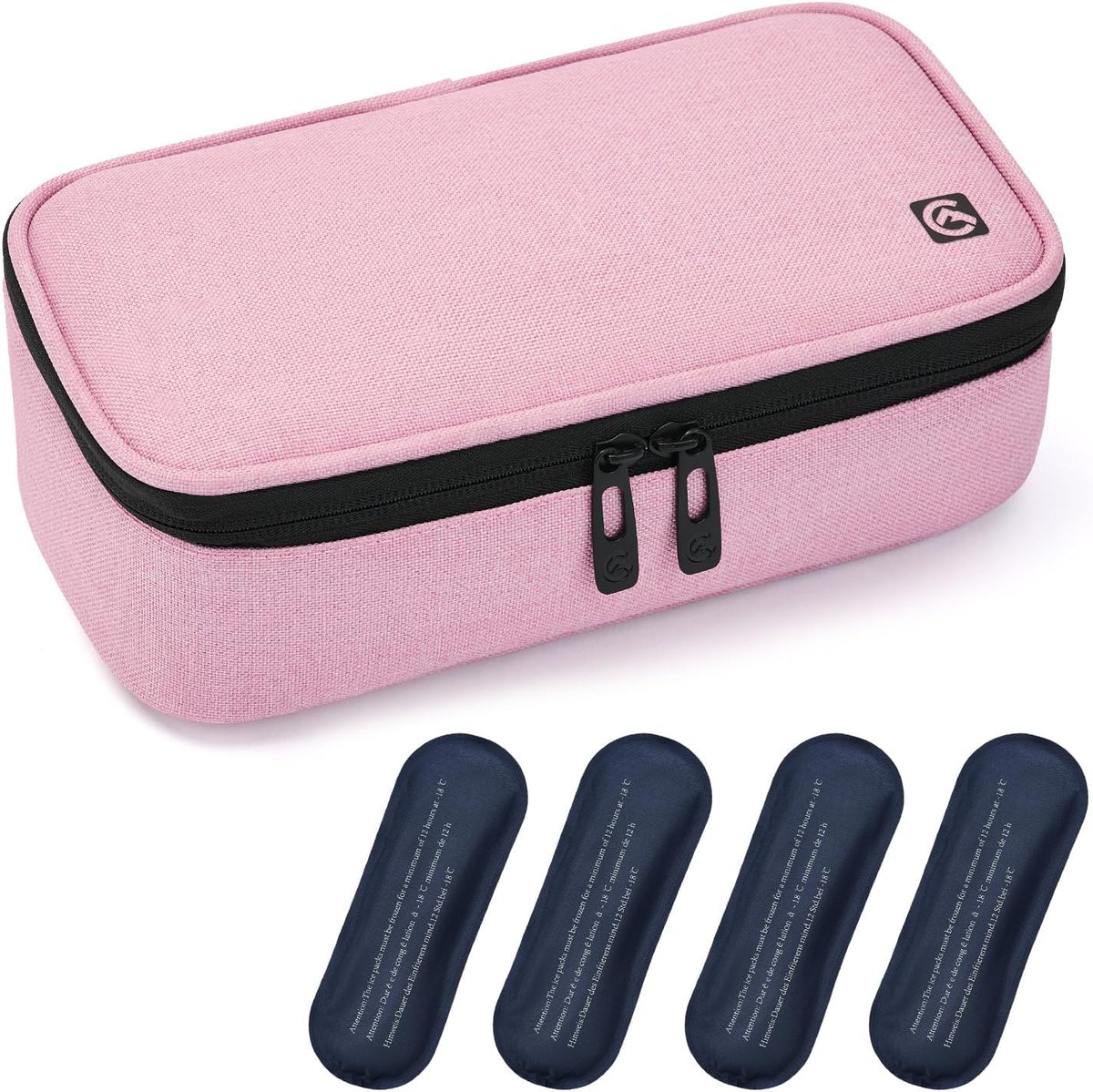 ALLCAMP Insulin Travel Cooler Case, Large Capacity, 4 Ice Packs, Gray | Fits all vial & syringe sizes, multi-pocket organizer, insulation, compact, travel, daily use, diabetic care