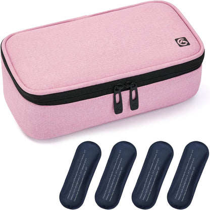 ALLCAMP Insulin Travel Cooler Case, Large Capacity, 4 Ice Packs, Gray | Fits all vial & syringe sizes, multi-pocket organizer, insulation, compact, travel, daily use, diabetic care