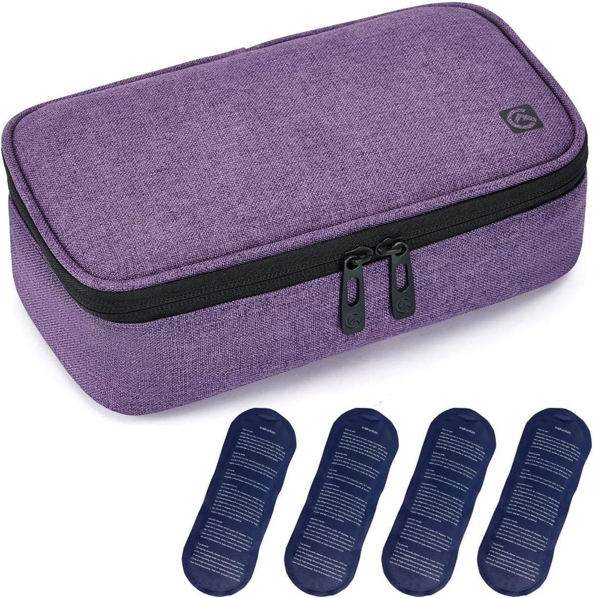 ALLCAMP Insulin Travel Cooler Case, Large Capacity, 4 Ice Packs, Gray | Fits all vial & syringe sizes, multi-pocket organizer, insulation, compact, travel, daily use, diabetic care