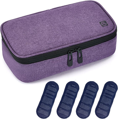 ALLCAMP Insulin Travel Cooler Case, Large Capacity, 4 Ice Packs, Gray | Fits all vial & syringe sizes, multi-pocket organizer, insulation, compact, travel, daily use, diabetic care