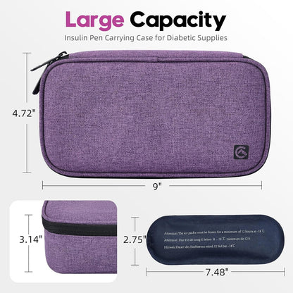 ALLCAMP Insulin Travel Cooler Case, Large Capacity, 4 Ice Packs, Gray | Fits all vial & syringe sizes, multi-pocket organizer, insulation, compact, travel, daily use, diabetic care