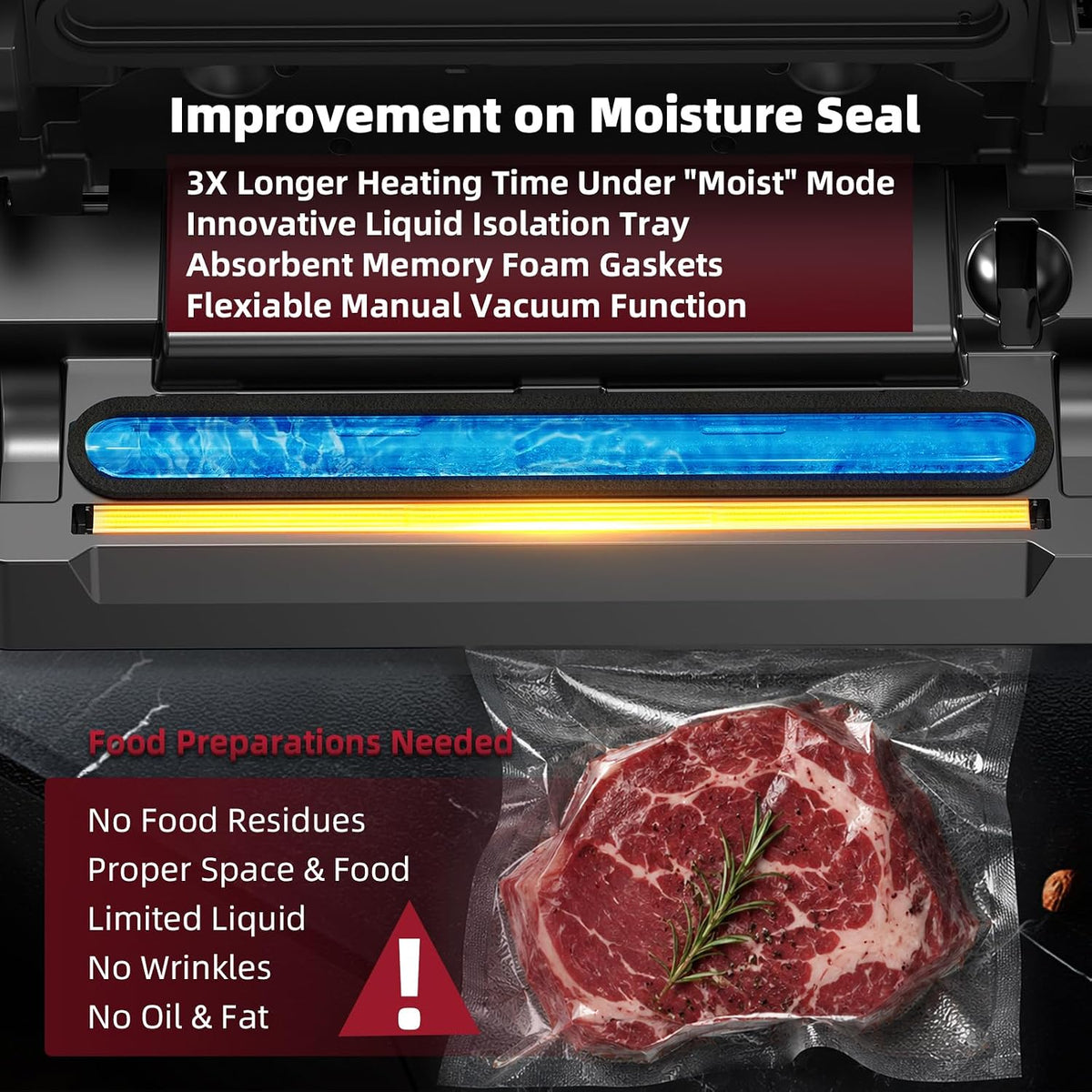 POTANE Precision Vacuum Sealer Machine, Powerful Pro Vacuum Food Sealer, 8-in-1 Easy Presets, 4 Food Modes, Dry&Moist&Soft&Delicate with Starter Kit, Compact Design(Silver)