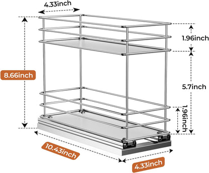 Pull Out Spice Rack Organizer for Cabinet, Slide Out Spice Racks, Easy to Install Spice Cabinet Organizers, 7.4" Wx10.43 Dx8.26 H, 3 Drawers 2 Tiers(Black)