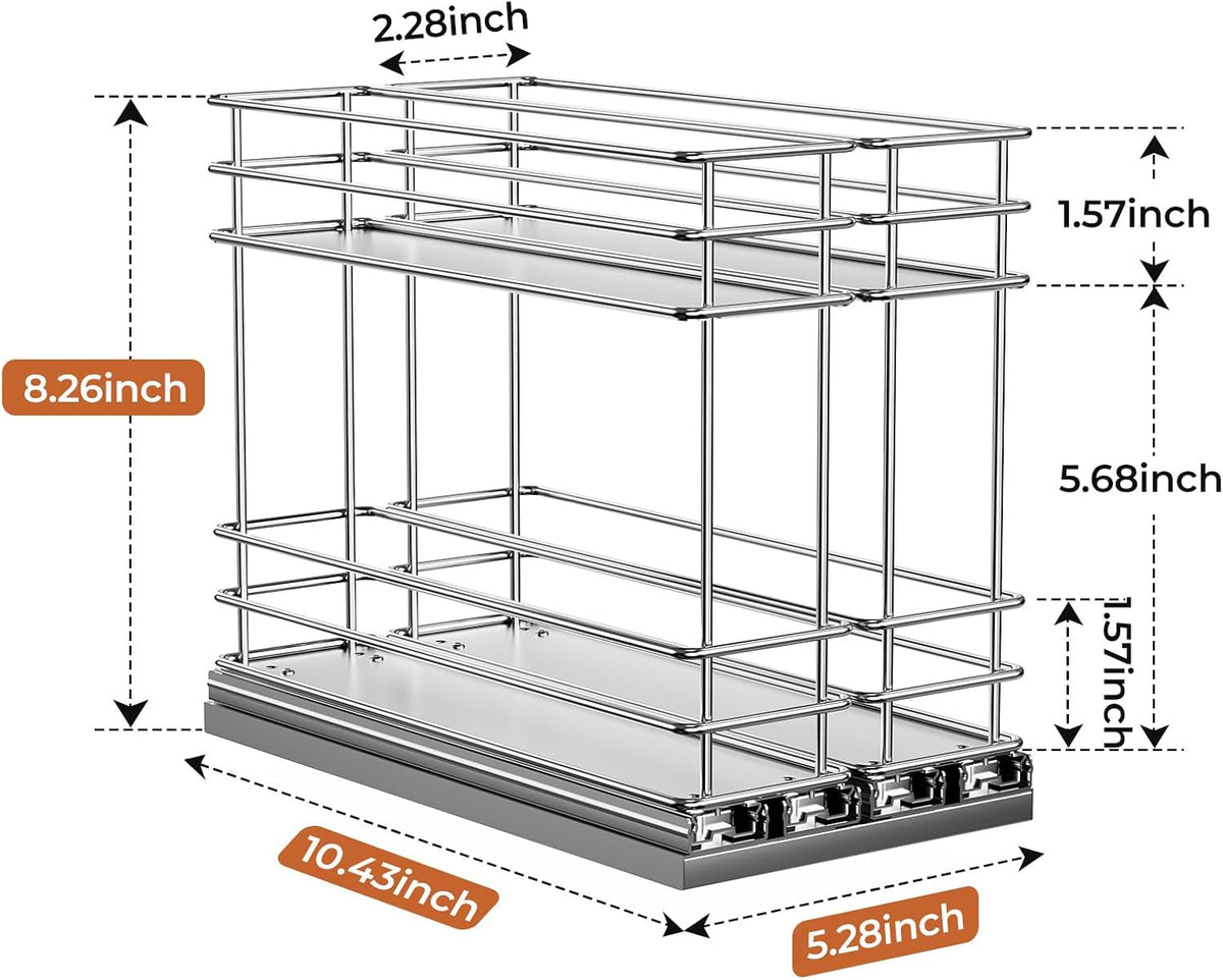Pull Out Spice Rack Organizer for Cabinet, Slide Out Spice Racks, Easy to Install Spice Cabinet Organizers, 7.4" Wx10.43 Dx8.26 H, 3 Drawers 2 Tiers(Black)