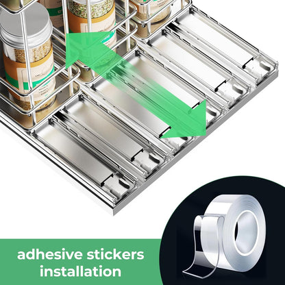 Pull Out Spice Rack Organizer for Cabinet, Slide Out Spice Racks, Easy to Install Spice Cabinet Organizers, 7.4" Wx10.43 Dx8.26 H, 3 Drawers 2 Tiers(Black)