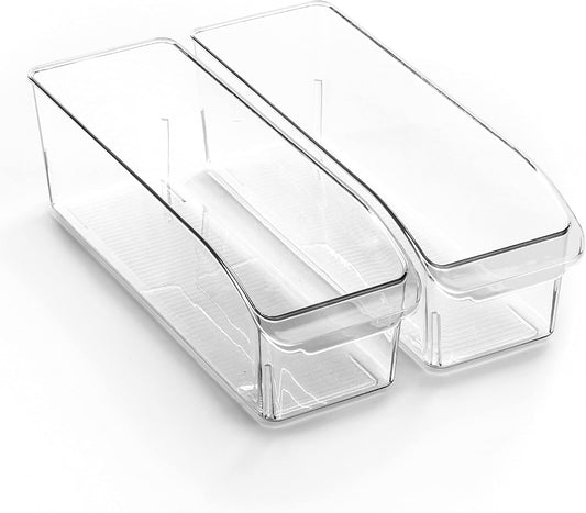 Plastic Storage Bins, Small | THE CURVE COLLECTION | Multi-Use Organizer Bins | Storage Containers Kitchen, Pantry and Home Organization | Fridge Organizers | Pantry Organization and Storage