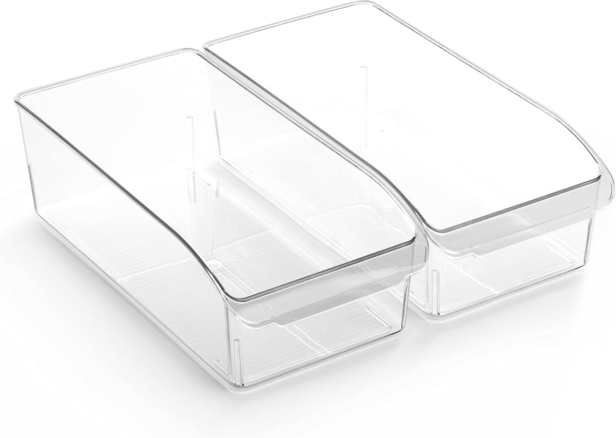 Plastic Storage Bins, Small | THE CURVE COLLECTION | Multi-Use Organizer Bins | Storage Containers Kitchen, Pantry and Home Organization | Fridge Organizers | Pantry Organization and Storage