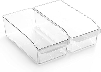 Plastic Storage Bins, Small | THE CURVE COLLECTION | Multi-Use Organizer Bins | Storage Containers Kitchen, Pantry and Home Organization | Fridge Organizers | Pantry Organization and Storage