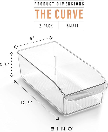 Plastic Storage Bins, Small | THE CURVE COLLECTION | Multi-Use Organizer Bins | Storage Containers Kitchen, Pantry and Home Organization | Fridge Organizers | Pantry Organization and Storage