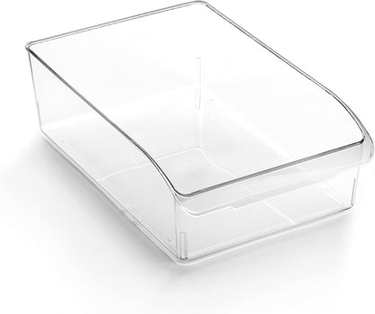 Plastic Storage Bins, Small | THE CURVE COLLECTION | Multi-Use Organizer Bins | Storage Containers Kitchen, Pantry and Home Organization | Fridge Organizers | Pantry Organization and Storage