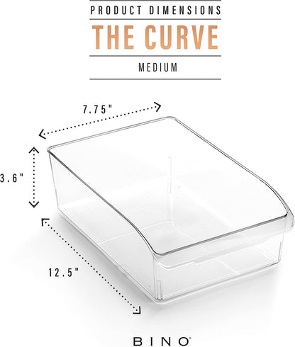 Plastic Storage Bins, Small | THE CURVE COLLECTION | Multi-Use Organizer Bins | Storage Containers Kitchen, Pantry and Home Organization | Fridge Organizers | Pantry Organization and Storage