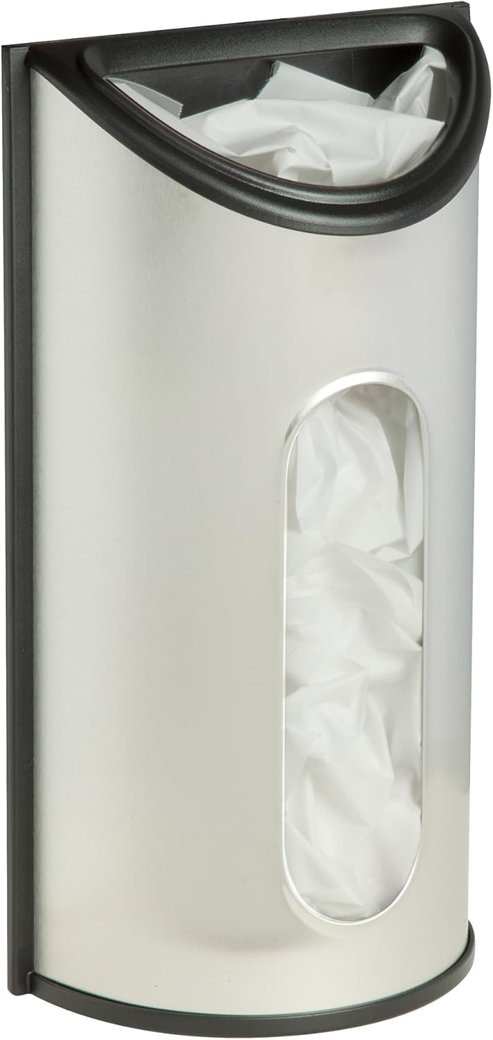 Stainless Steel Plastic Bag Saver & Trash Bag Dispenser, Wall-Mounted Plastic Bag Organizer for Kitchen, Pantry, Garage, Durable Stainless Steel Storage for Grocery Bags and Space-Saving