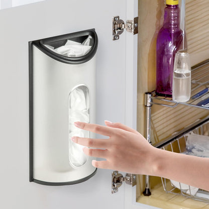 Stainless Steel Plastic Bag Saver & Trash Bag Dispenser, Wall-Mounted Plastic Bag Organizer for Kitchen, Pantry, Garage, Durable Stainless Steel Storage for Grocery Bags and Space-Saving