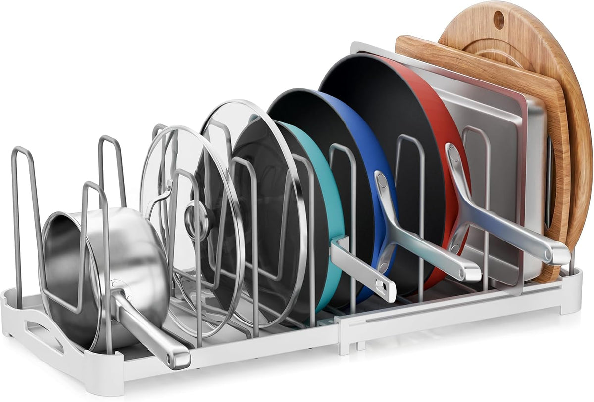 Pot Lid Organizer, Adjustable 12.6"-21.5" Bakeware Rack for Cabinet
