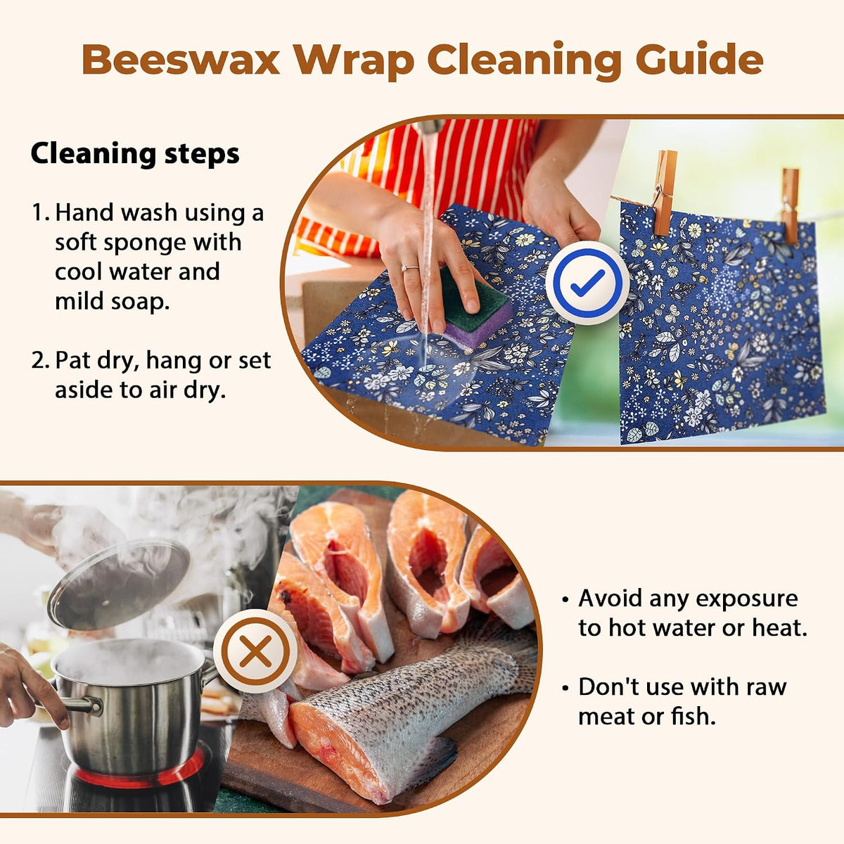 Reusable Beeswax Wrap for Food, 9 Pack Organic Cotton Beeswax Papers (1XL + 3M + 5S), Bread Sandwich Wrapper, Suitable for Bowls, Cheese, Reusable Plastic-Free Food Storage Wrap