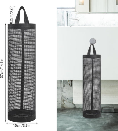 2Pack Plastic Bag Holder, Grocery Bag Holder for Plastic Bags Mesh Hanging Storage Dispenser Trash Bag Organizer Shopping Bag Holder for Plastic Bags