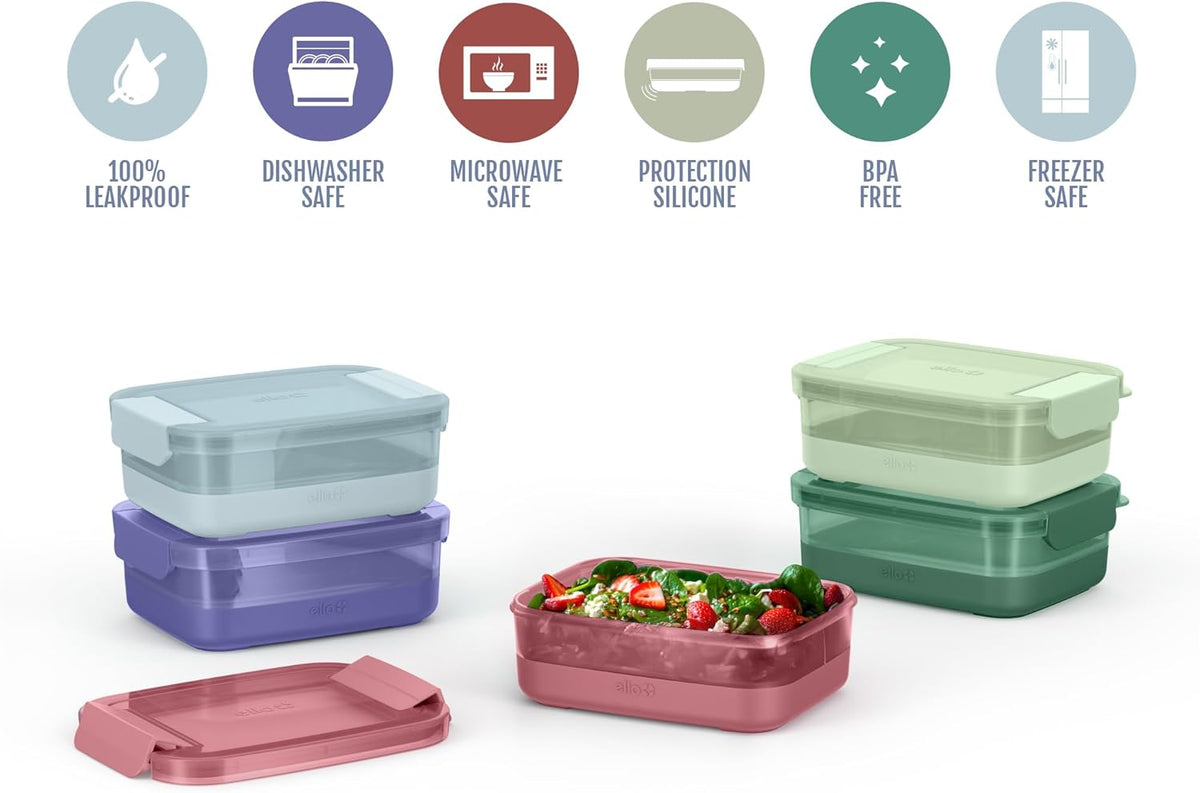3.7 Cup Plastic Meal Prep Containers, 10 Pc, 5 Pack, Elderberry