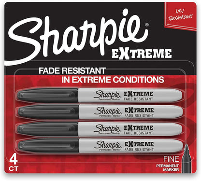 Extreme Permanent Markers, Fine Point, Black, 4 Count - Fade Resistant Against Both Wet and Dry Outdoor Elements