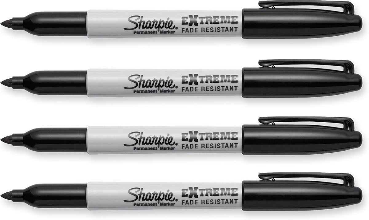 Extreme Permanent Markers, Fine Point, Black, 4 Count - Fade Resistant Against Both Wet and Dry Outdoor Elements