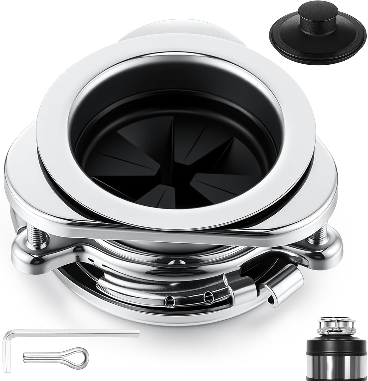 Garbage Disposal Flange Kit, Fit 3 1/2" Sink Drain Hole, Silver