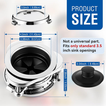 Garbage Disposal Flange Kit, Fit 3 1/2" Sink Drain Hole, Silver