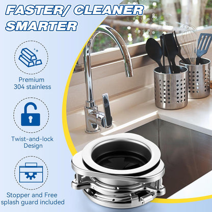 Garbage Disposal Flange Kit, Fit 3 1/2" Sink Drain Hole, Silver