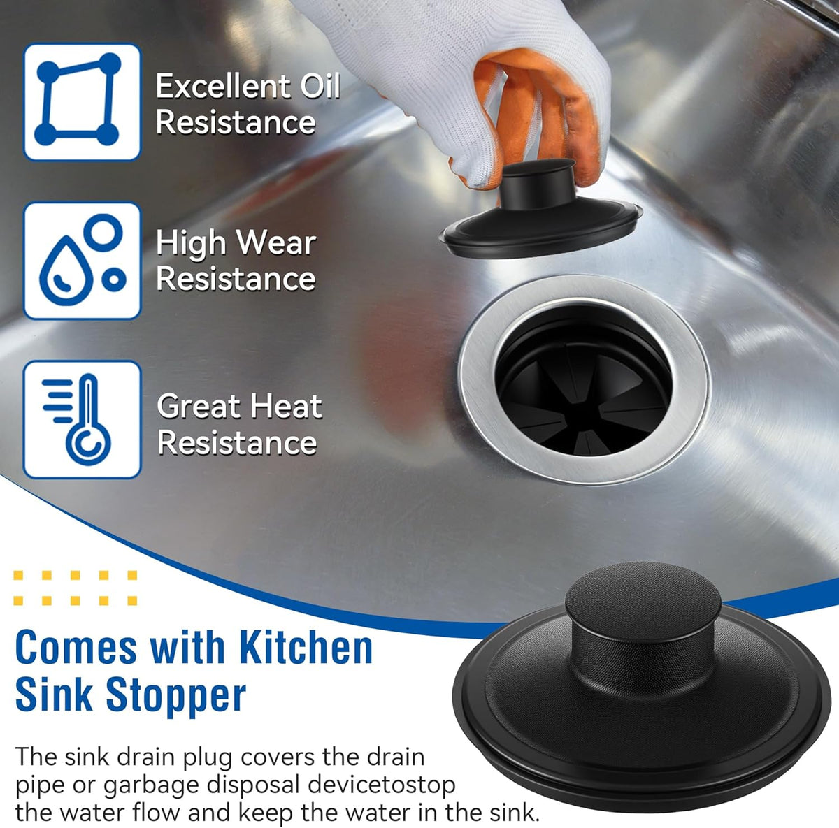 Garbage Disposal Flange Kit, Fit 3 1/2" Sink Drain Hole, Silver