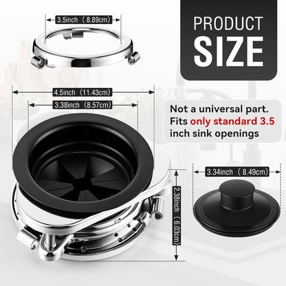 Garbage Disposal Flange Kit, Fit 3 1/2" Sink Drain Hole, Silver