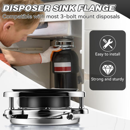 Garbage Disposal Flange Kit, Fit 3 1/2" Sink Drain Hole, Silver