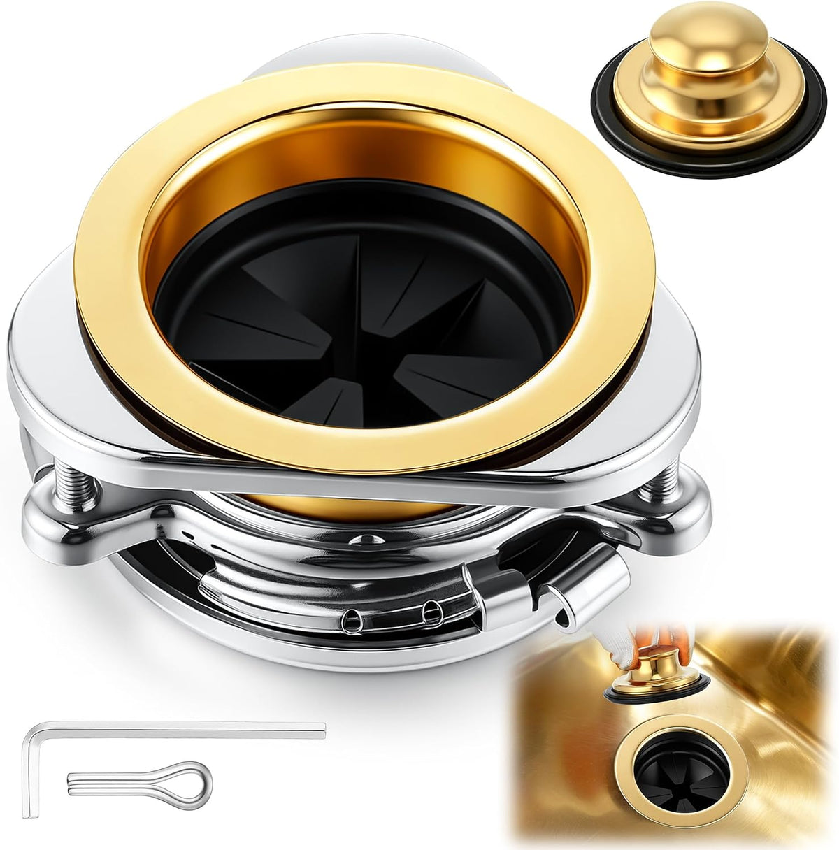 Garbage Disposal Flange Kit, Fit 3 1/2" Sink Drain Hole, Silver