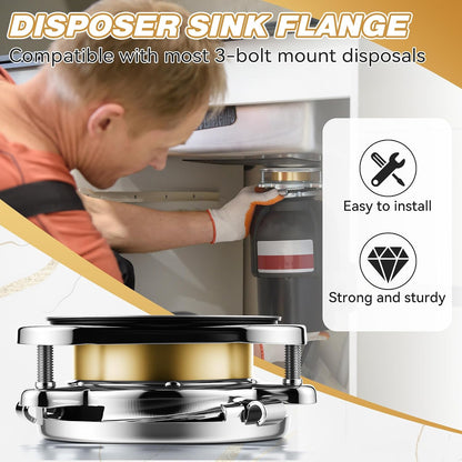 Garbage Disposal Flange Kit, Fit 3 1/2" Sink Drain Hole, Silver