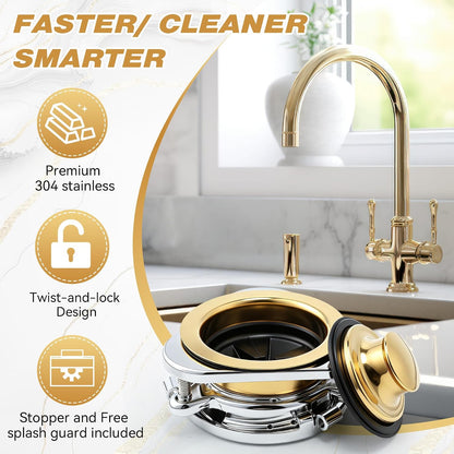 Garbage Disposal Flange Kit, Fit 3 1/2" Sink Drain Hole, Silver