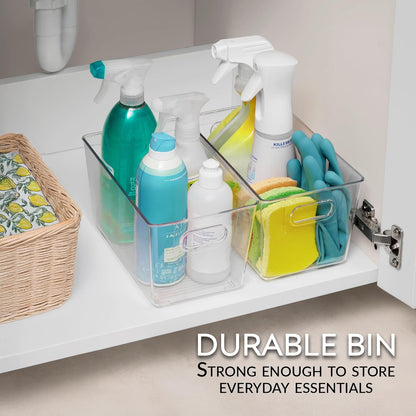 Set of 6 Clear Plastic Storage Bins With Handles, Containers To Organize Pantry, Fridge, Cabinet, Kitchen, Countertop, Closet, Cupboard, Home Organization and Storage
