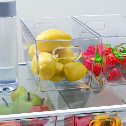 Set of 6 Clear Plastic Storage Bins With Handles, Containers To Organize Pantry, Fridge, Cabinet, Kitchen, Countertop, Closet, Cupboard, Home Organization and Storage