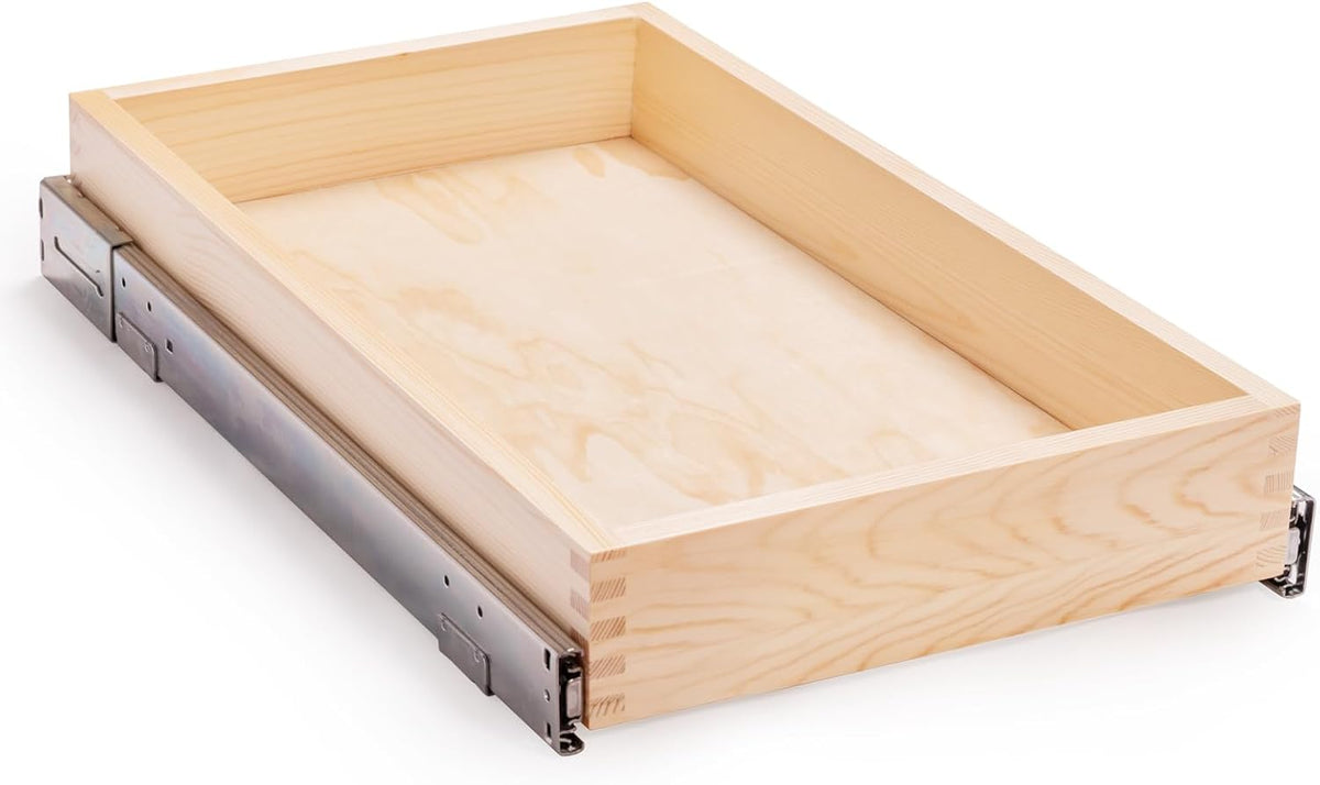 26''W x 21''D x 3''H Pull Out Cabinet Drawer Soft Close Slide Out Wood Organizer for Kitchen, Finished, Bottom and Side Assembly (Wood Drawer Part Width is 25inch)