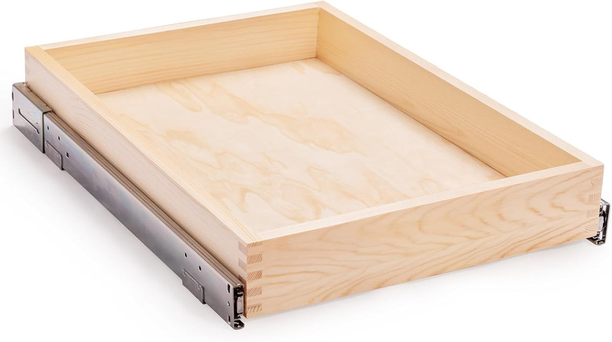 26''W x 21''D x 3''H Pull Out Cabinet Drawer Soft Close Slide Out Wood Organizer for Kitchen, Finished, Bottom and Side Assembly (Wood Drawer Part Width is 25inch)
