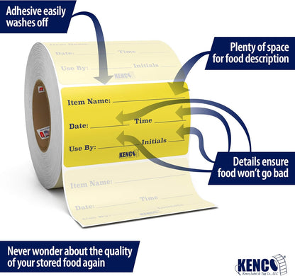 Dissolvable Food Labels for Glass, Plastic Metal, Wood - Washes Off No Residue - Food Prep and Rotation, Canning, Commercial Use and More! USA Made