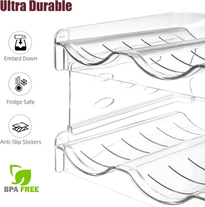 Wine Rack for Countertop, Fridge, Inside Cabinet, 2 Tier Plastic Tabletop Wine Bottle Holder, Water Bottle Organizer for Refrigerator, Pantry, Hold 6 Bottles
