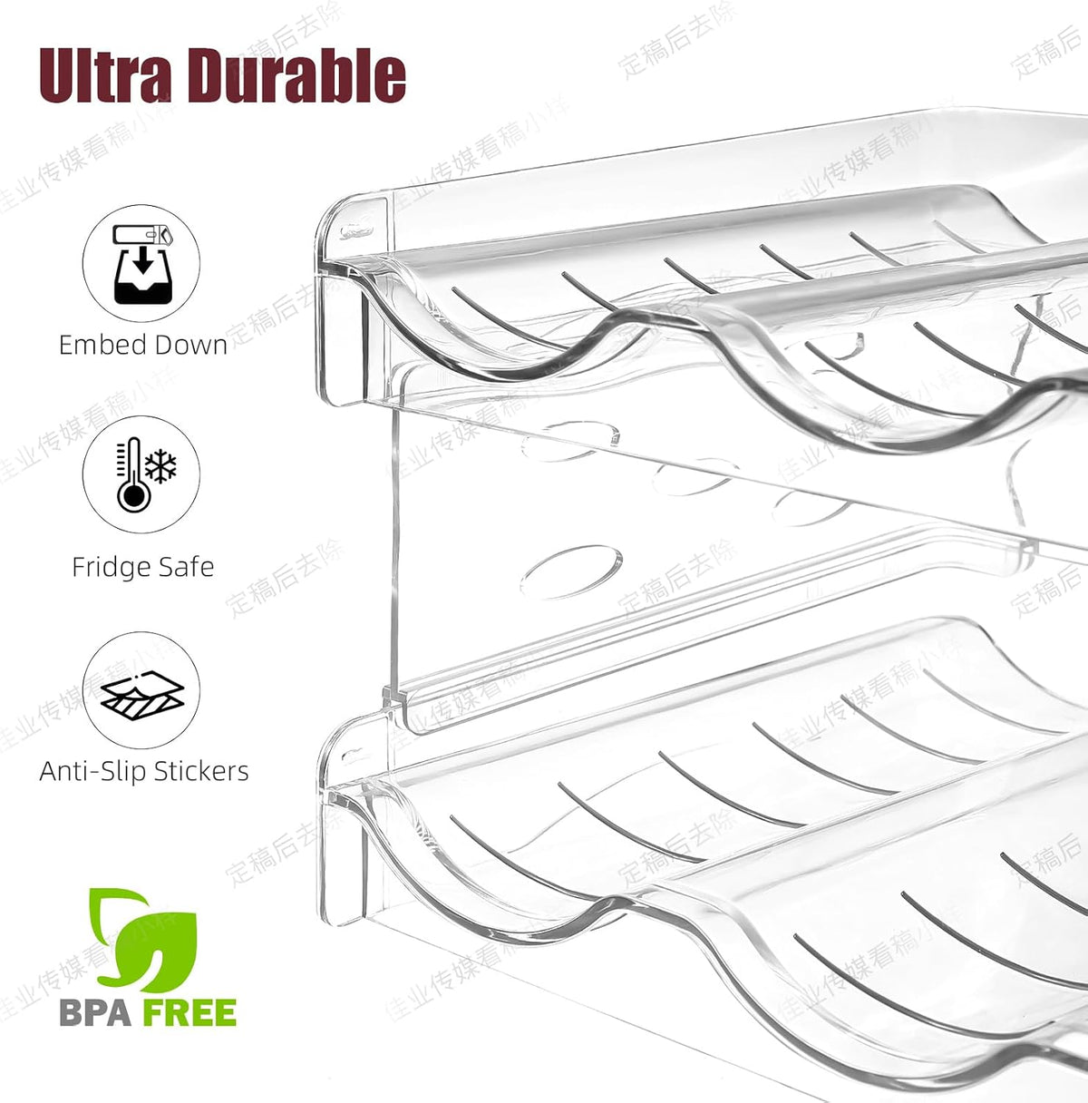 Wine Rack for Countertop, Fridge, Inside Cabinet, 2 Tier Plastic Tabletop Wine Bottle Holder, Water Bottle Organizer for Refrigerator, Pantry, Hold 6 Bottles