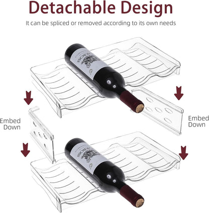 Wine Rack for Countertop, Fridge, Inside Cabinet, 2 Tier Plastic Tabletop Wine Bottle Holder, Water Bottle Organizer for Refrigerator, Pantry, Hold 6 Bottles