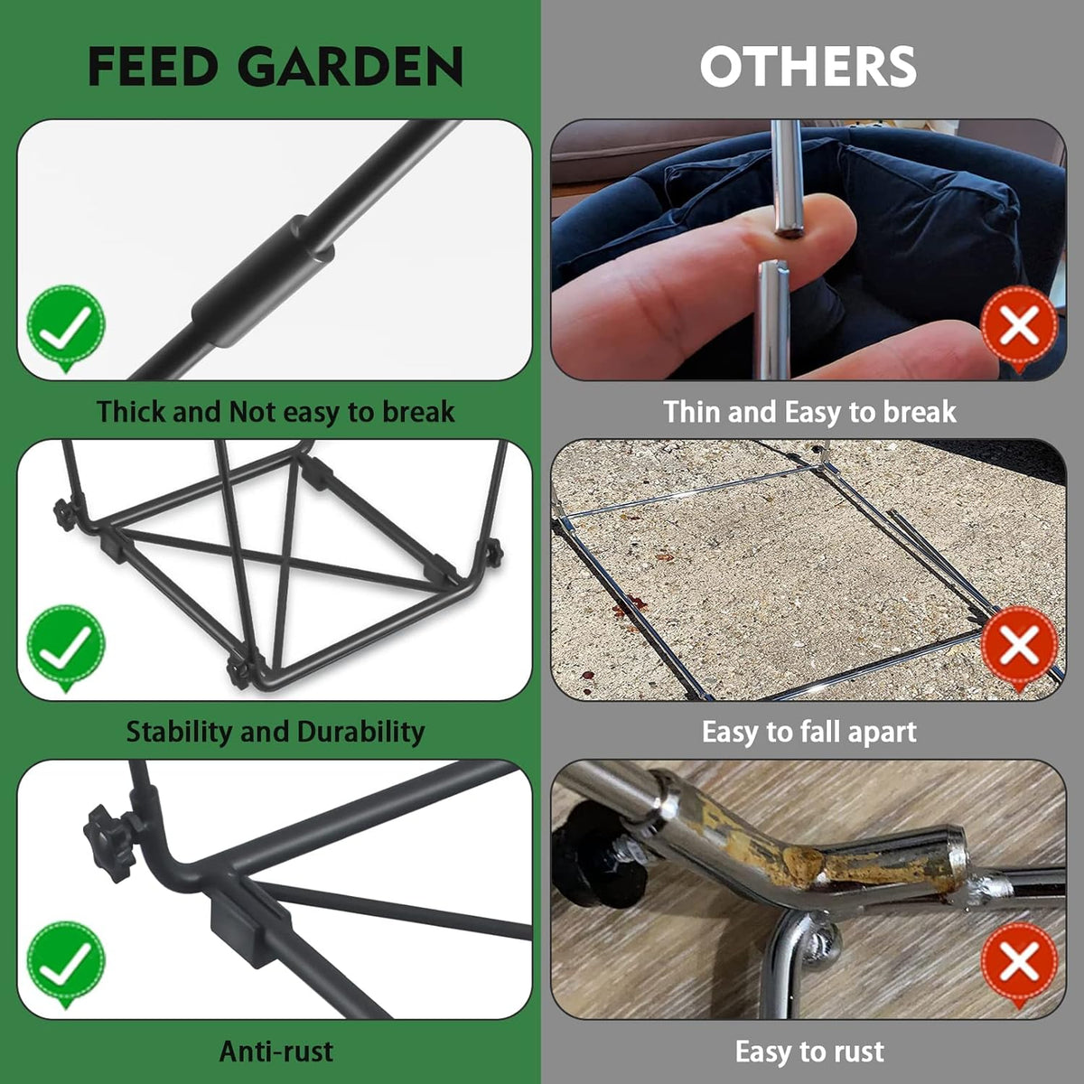 Trash Bag Holder, Outdoor Metal Leaf Bag Holder Stand, Garbage Bag Frame Holder for 30-45 Gallon Bags for Leaves, Camping, Yard Weeding, Lawn Party