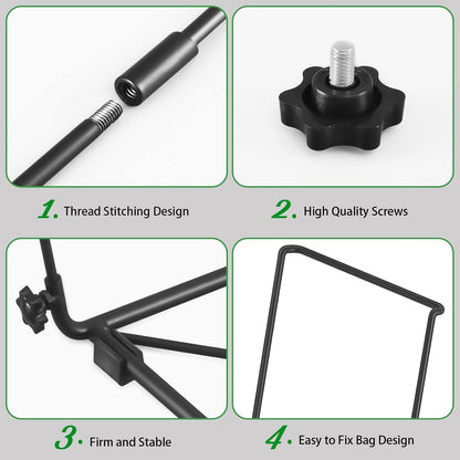 Trash Bag Holder, Outdoor Metal Leaf Bag Holder Stand, Garbage Bag Frame Holder for 30-45 Gallon Bags for Leaves, Camping, Yard Weeding, Lawn Party