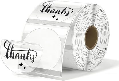 500 Labels/Roll 2" Round Transparent Thermal Labels, Self-Adhesive Clear Circle Sticker for Logo, Candle Jar, Product Packaging, Envelope Seal, Small Business