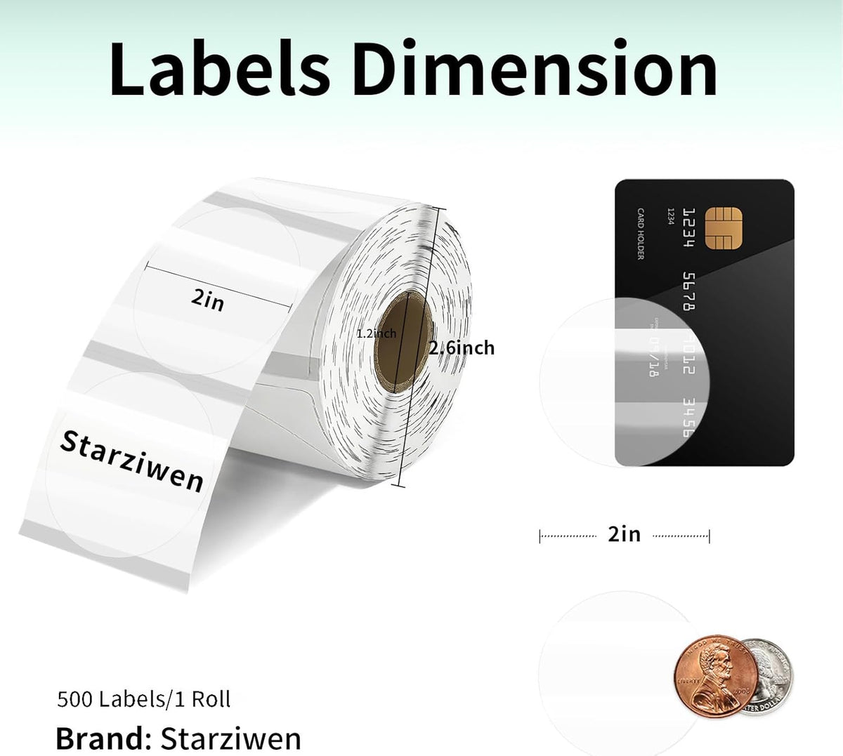 500 Labels/Roll 2" Round Transparent Thermal Labels, Self-Adhesive Clear Circle Sticker for Logo, Candle Jar, Product Packaging, Envelope Seal, Small Business