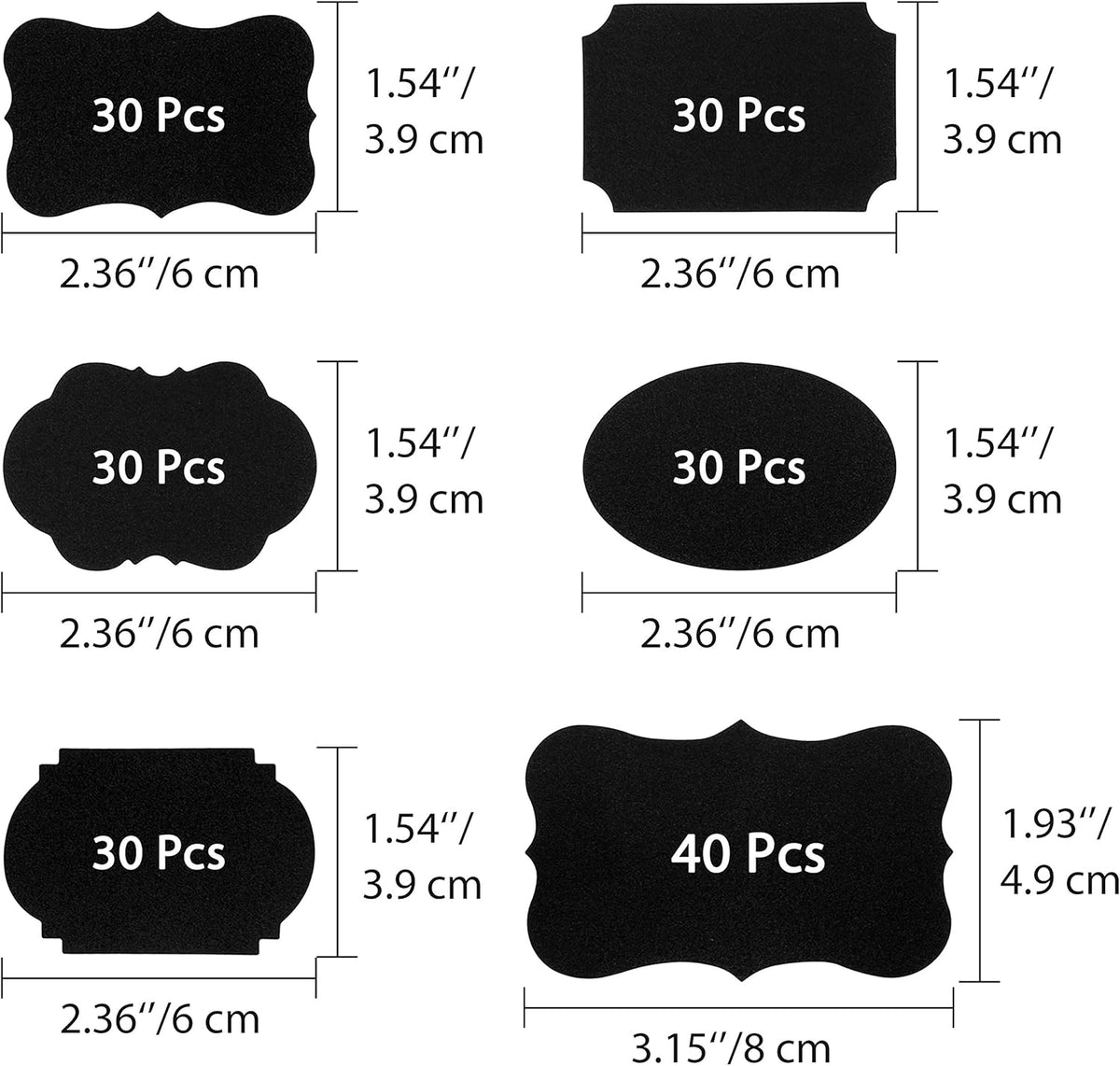 190 Pcs Chalkboard Labels, Waterproof Blackboard Stickers | Multiple Sizes, Durable Vinyl, Reusable, Removable, for Storage Bins, Food Container, Mason Jars, Bottles