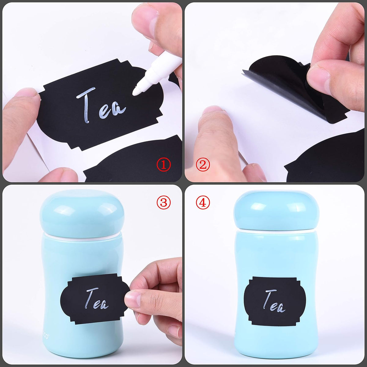 190 Pcs Chalkboard Labels, Waterproof Blackboard Stickers | Multiple Sizes, Durable Vinyl, Reusable, Removable, for Storage Bins, Food Container, Mason Jars, Bottles