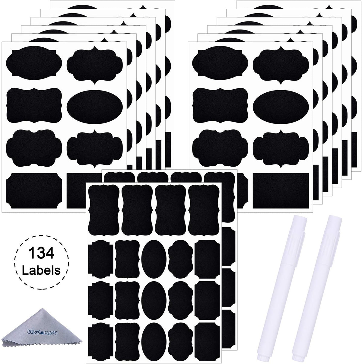 190 Pcs Chalkboard Labels, Waterproof Blackboard Stickers | Multiple Sizes, Durable Vinyl, Reusable, Removable, for Storage Bins, Food Container, Mason Jars, Bottles